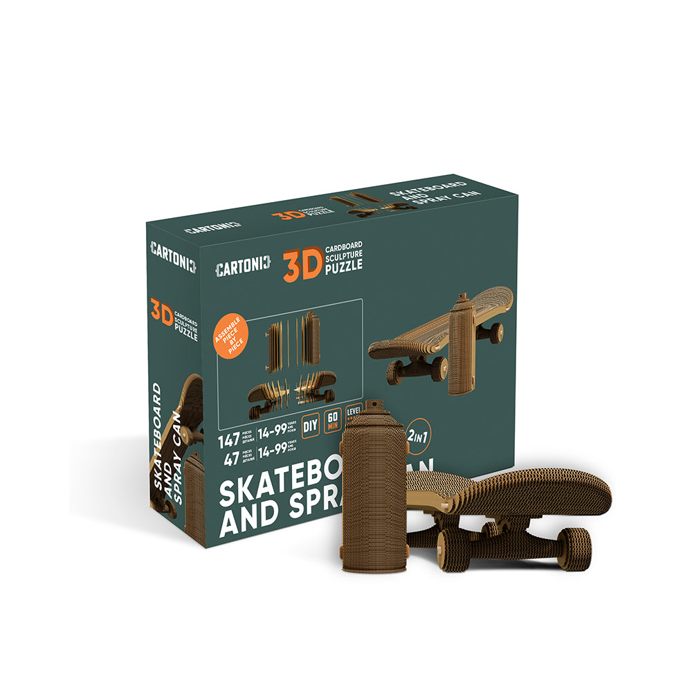 CARTONIC® – Skateboard and Can Spray - Modèle 3D en carton